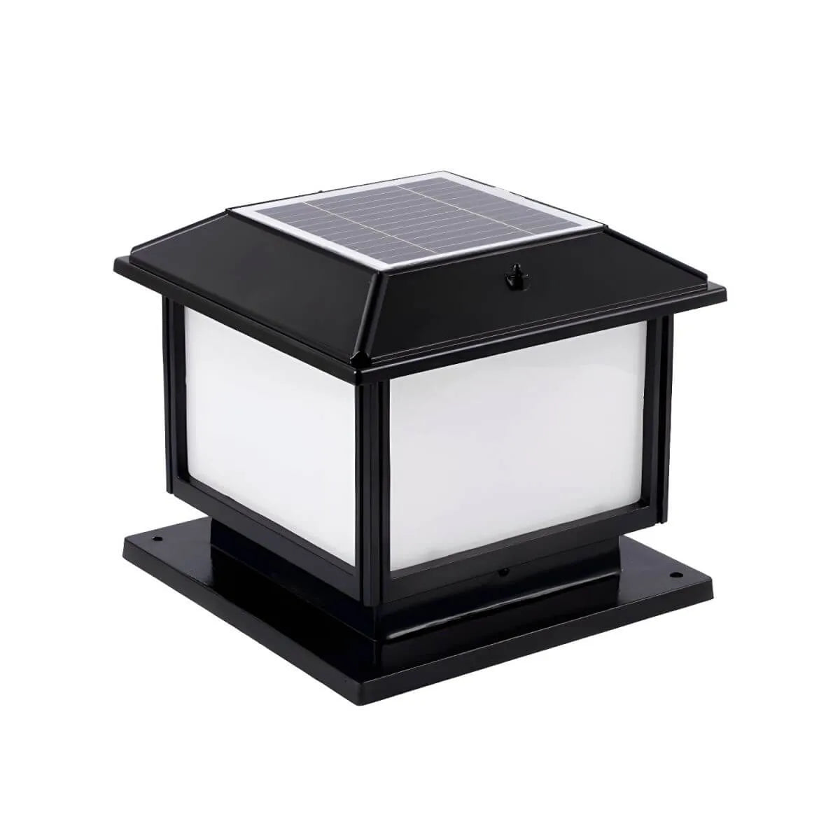 Vintage Solar LED Post Light with Metal Frame and Acrylic Shade