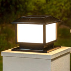 Vintage Solar LED Post Light with Metal Frame and Acrylic Shade