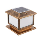 Vintage Solar LED Post Light with Metal Frame and Acrylic Shade