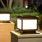 Vintage Solar LED Post Light with Metal Frame and Acrylic Shade Main Product Image