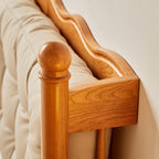 Vintage Solid Wood Bed With Upholstered Headboard