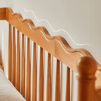 Vintage Solid Wood Bed With Upholstered Headboard