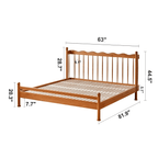 Vintage Solid Wood Bed With Upholstered Headboard