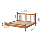 Vintage Solid Wood Bed With Upholstered Headboard