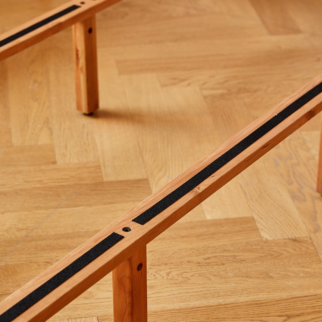 Vintage Solid Wood Bed With Upholstered Headboard