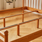 Vintage Solid Wood Bed With Upholstered Headboard