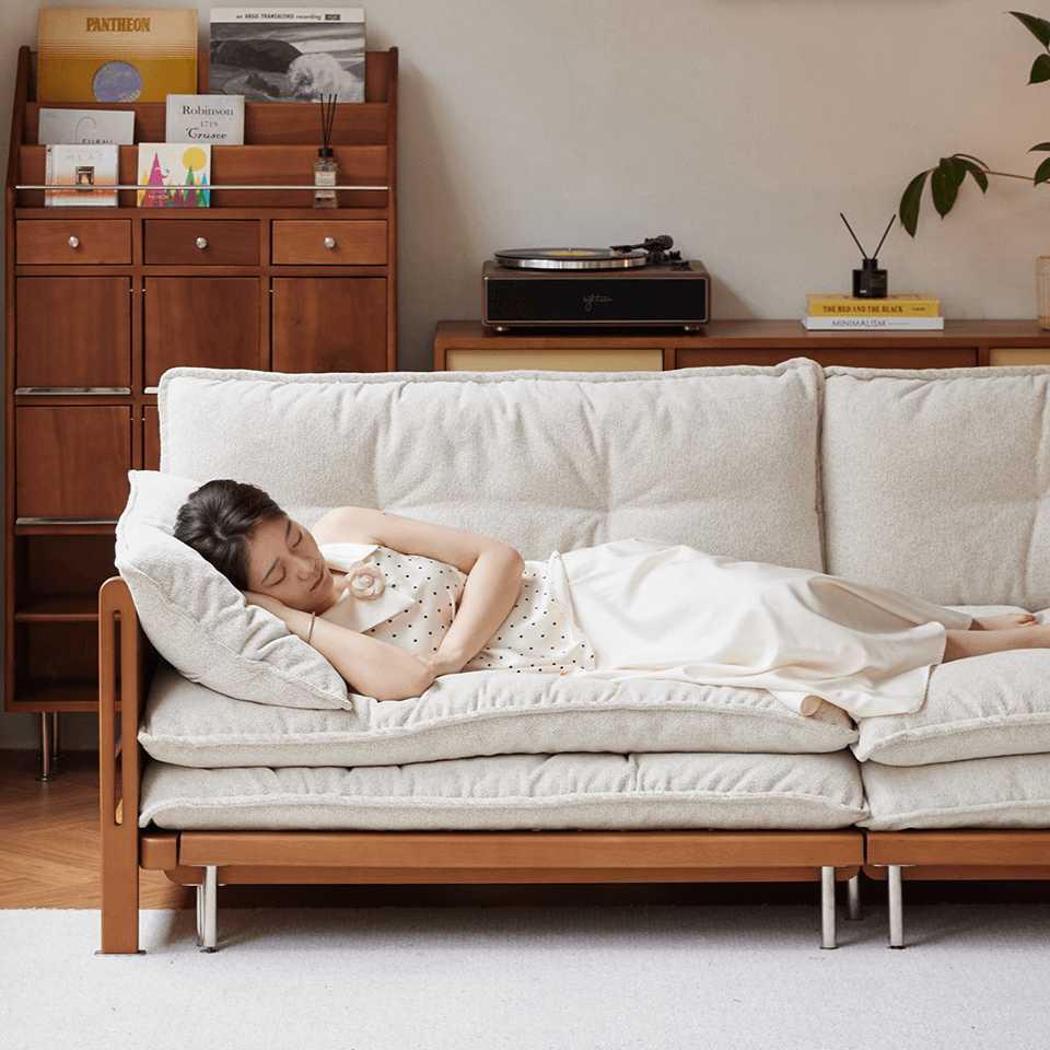 Vintage Solid Wood Convertible Sofa Bed With Storage