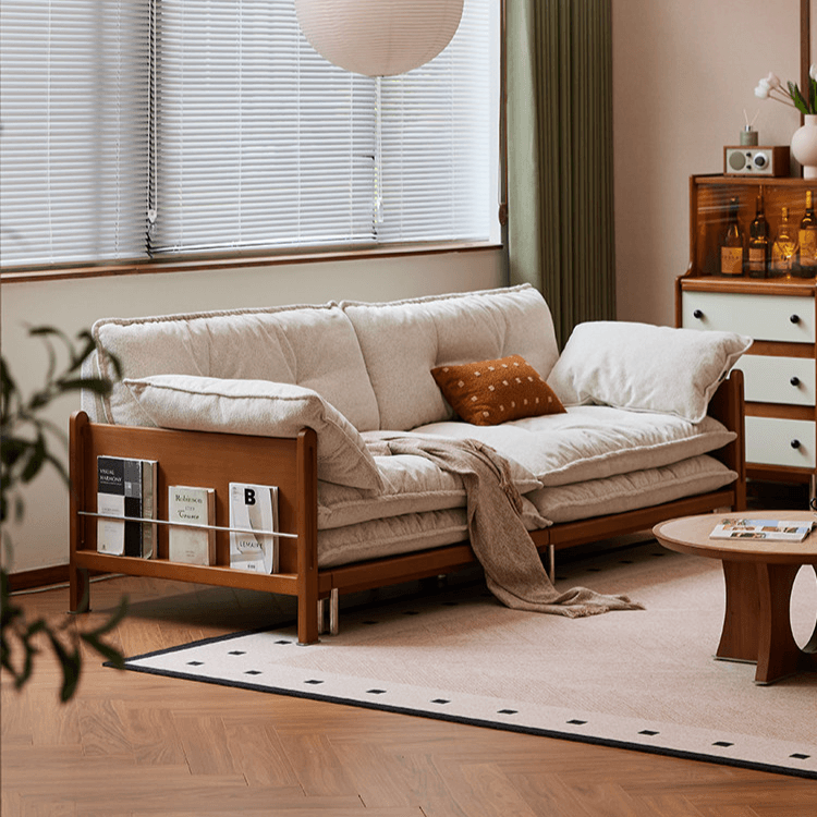 Moderner Dreisitzer Polsterschlafsofa mit ausziehbarem Massivholzrahmen Zweitbild