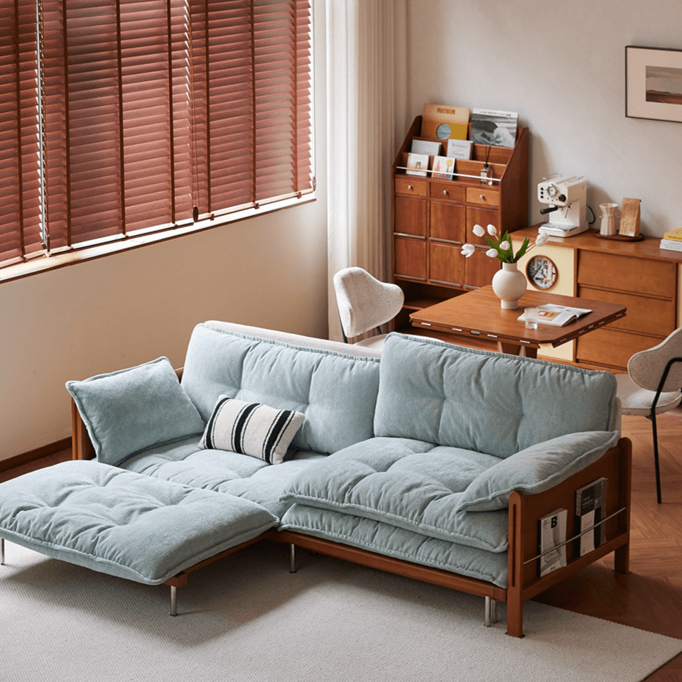 Vintage Solid Wood Convertible Sofa Bed With Storage