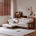 Vintage Solid Wood Convertible Sofa Bed With Storage