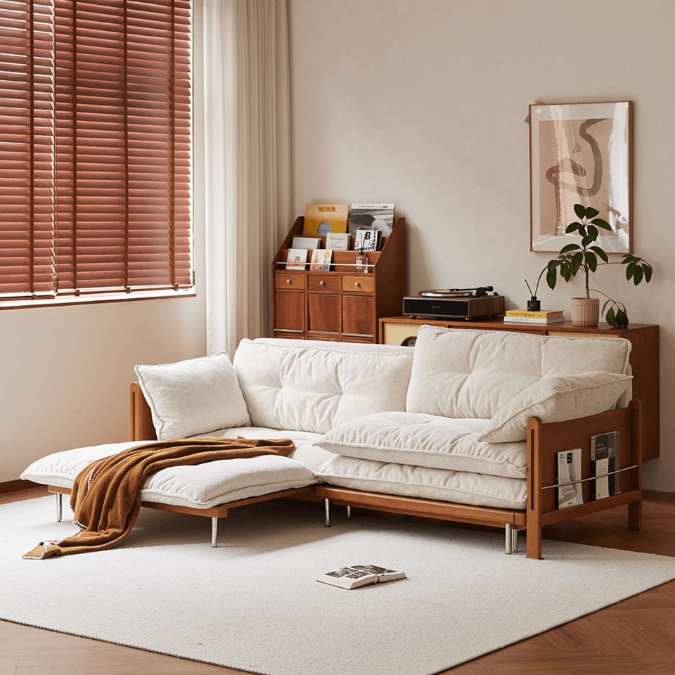 Vintage Solid Wood Convertible Sofa Bed With Storage