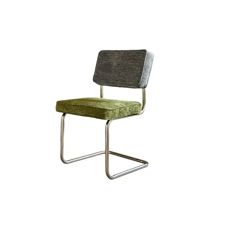 Vintage Stainless Steel Dining Chair Series, Chenille Cantilever Seating for Kitchen, Vanity and Study
