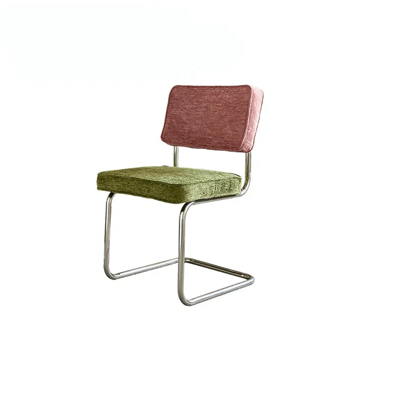 Vintage Stainless Steel Dining Chair Series, Chenille Cantilever Seating for Kitchen, Vanity and Study