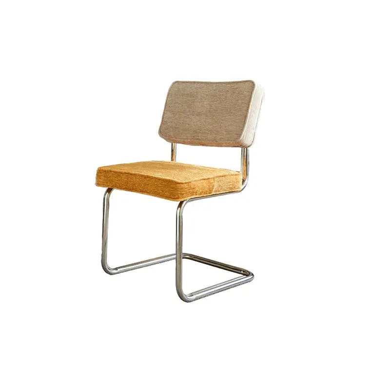 Vintage Stainless Steel Dining Chair Series, Chenille Cantilever Seating for Kitchen, Vanity and Study
