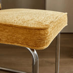 Vintage Stainless Steel Dining Chair Series, Chenille Cantilever Seating for Kitchen, Vanity and Study