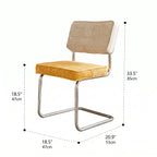 Vintage Stainless Steel Dining Chair Series, Chenille Cantilever Seating for Kitchen, Vanity and Study Dimensions