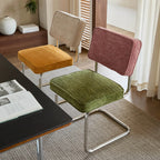 Vintage Stainless Steel Dining Chair Series, Chenille Cantilever Seating for Kitchen, Vanity and Study Main Product Image
