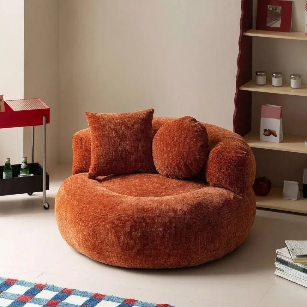 Vintage Textured Round Sofa with Removable Covers for Cozy Corners Main Product Image Main image