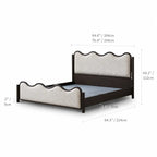 Vintage Wave Vanity Bed in Ash Wood with Plush Boucle Upholstery Dimensions