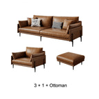Vintage Waxed Leather Sofa With Tapered Legs for Reception Lounges