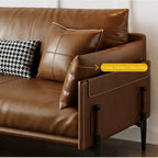 Vintage Waxed Leather Sofa With Tapered Legs for Reception Lounges