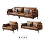 Vintage Waxed Leather Sofa With Tapered Legs for Reception Lounges