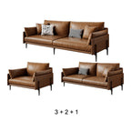 Vintage Waxed Leather Sofa With Tapered Legs for Reception Lounges