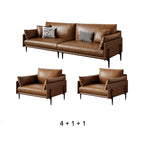 Vintage Waxed Leather Sofa With Tapered Legs for Reception Lounges