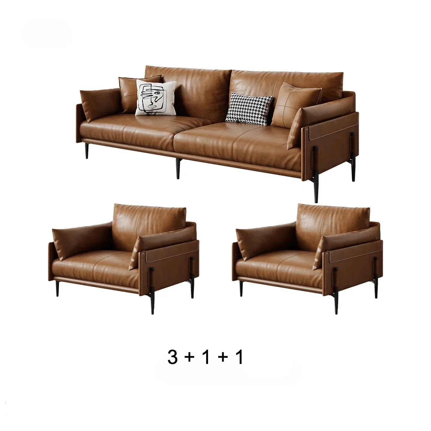 Vintage Waxed Leather Sofa With Tapered Legs for Reception Lounges