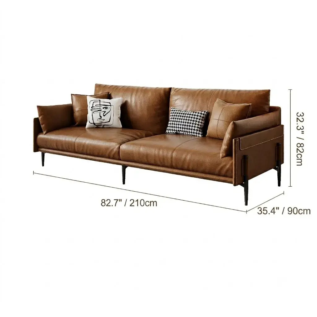 Vintage Waxed Leather Sofa With Tapered Legs for Reception Lounges Dimensions