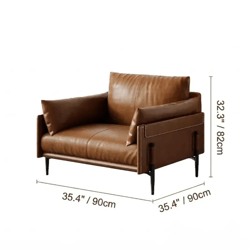 Vintage Waxed Leather Sofa With Tapered Legs for Reception Lounges Dimensions