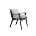 Vintage Wood Dining Chair Series in Dark Ash, Curved Armrest and Linen Upholstery
