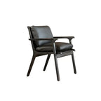 Vintage Wood Dining Chair Series in Dark Ash, Curved Armrest and Linen Upholstery