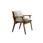 Vintage Wood Dining Chair Series in Dark Ash, Curved Armrest and Linen Upholstery