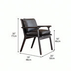 Vintage Wood Dining Chair Series in Dark Ash, Curved Armrest and Linen Upholstery Dimensions
