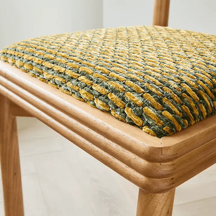 Vintage Wood Dining Chair Series with Beaded Solid Wood Legs and Textured Upholstery