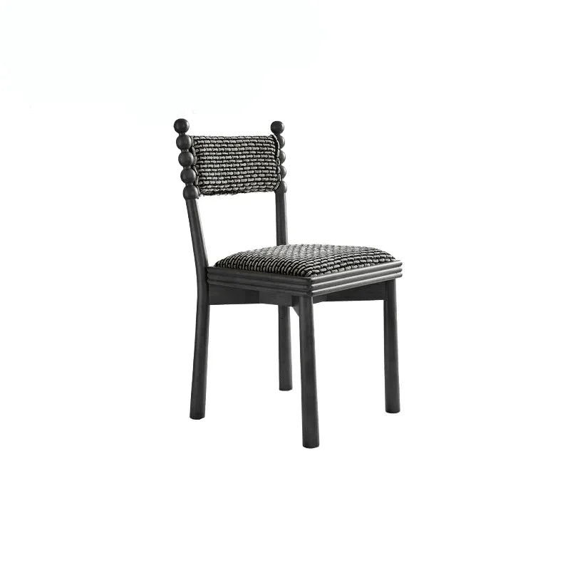 Vintage Wood Dining Chair Series with Beaded Solid Wood Legs and Textured Upholstery