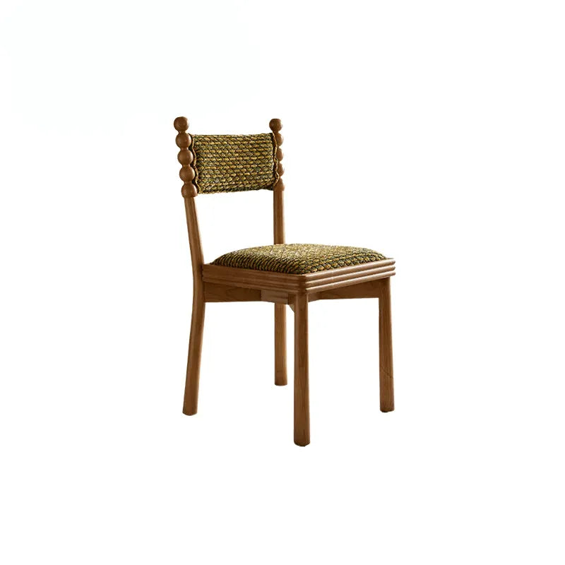 Vintage Wood Dining Chair Series with Beaded Solid Wood Legs and Textured Upholstery