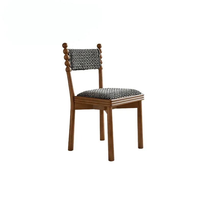 Vintage Wood Dining Chair Series with Beaded Solid Wood Legs and Textured Upholstery