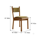 Vintage Wood Dining Chair Series with Beaded Solid Wood Legs and Textured Upholstery Dimensions