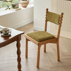 Vintage Wood Dining Chair Series with Beaded Solid Wood Legs and Textured Upholstery Main Product Image