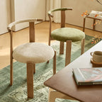 Vintage Wood Dining Chair Series With Curved Ash Frame and Chenille Upholstery