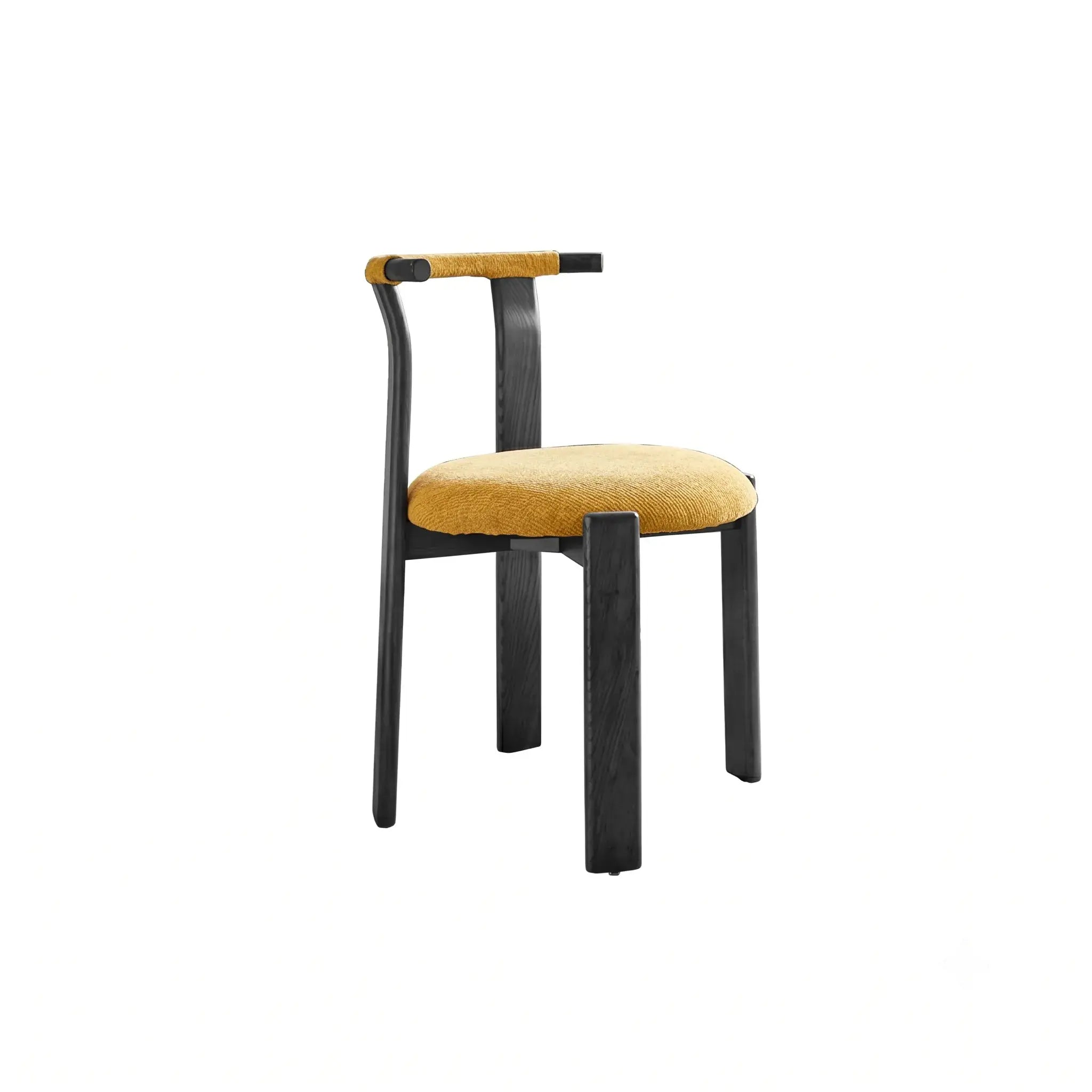 Vintage Wood Dining Chair Series With Curved Ash Frame and Chenille Upholstery