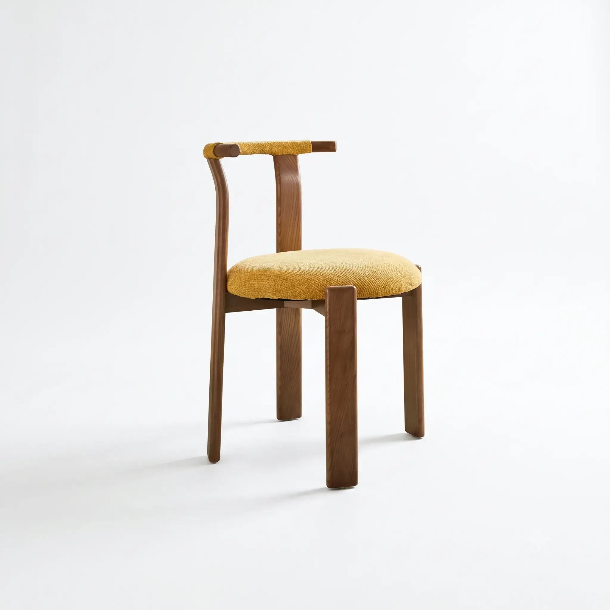 Vintage Wood Dining Chair Series With Curved Ash Frame and Chenille Upholstery
