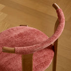 Vintage Wood Dining Chair Series With Curved Ash Frame and Chenille Upholstery