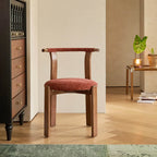 Vintage Wood Dining Chair Series With Curved Ash Frame and Chenille Upholstery