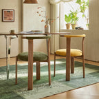 Vintage Wood Dining Chair Series With Curved Ash Frame and Chenille Upholstery
