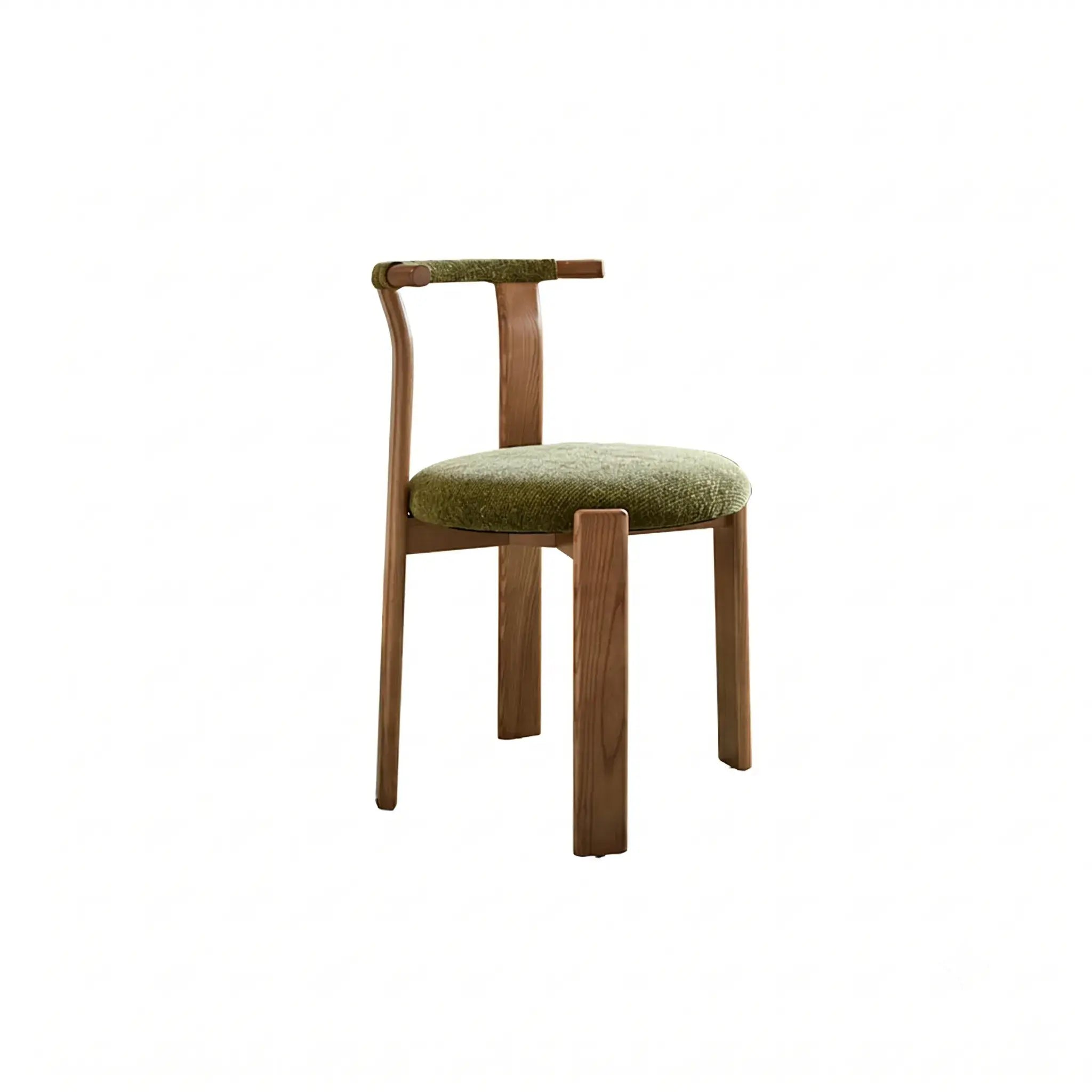 Vintage Wood Dining Chair Series With Curved Ash Frame and Chenille Upholstery