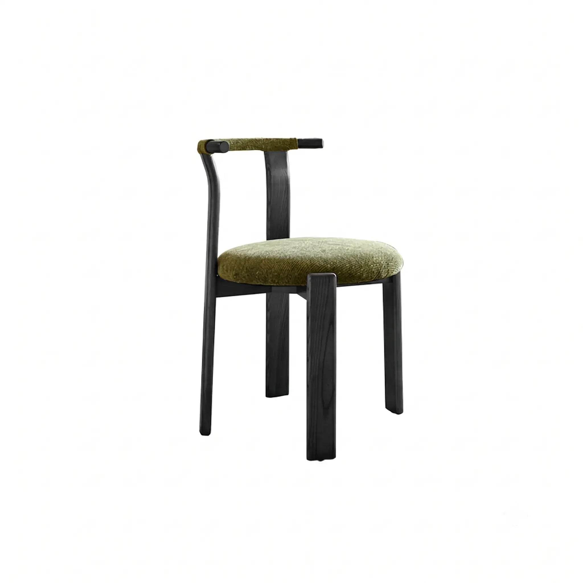 Vintage Wood Dining Chair Series With Curved Ash Frame and Chenille Upholstery