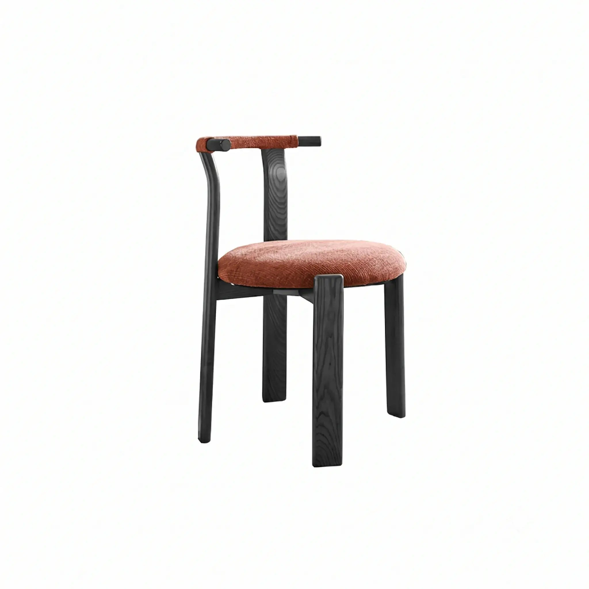 Vintage Wood Dining Chair Series With Curved Ash Frame and Chenille Upholstery